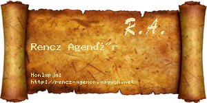 Rencz Agenór névjegykártya